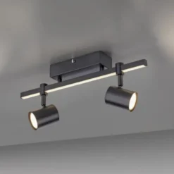 LED Deckenlampe 2 flammig mit LED Board schwarz drehbar Memoryfunktion