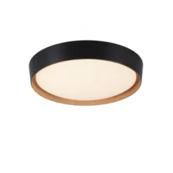 LED Deckenlampe Holzoptik matt schwarz rund dimmbar Wandschalter