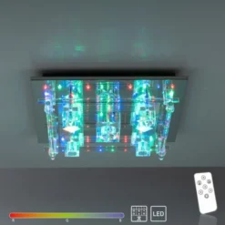 LED Deckenlampe KEMAL 2.0 Kristallglas chromfarben warmweiß Fernbedienung
