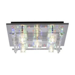 LED Deckenlampe KEMAL 2.0 Kristallglas chromfarben warmweiß Fernbedienung