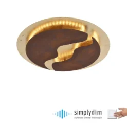 LED-Deckenlampe, rostfarben, gold, warmweiße Lichtfarbe, inkl. Dimmfunktion