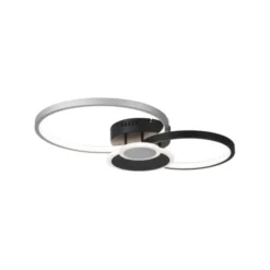 LED Deckenlampe schwarz aluminium 4 Ringe warmweiß energiesparend