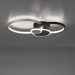 LED Deckenlampe schwarz aluminium 4 Ringe warmweiß energiesparend