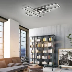 LED Deckenlampe schwarz 99x29cm rechteckig dimmbar Downlight+Sidelight