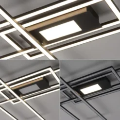 LED Deckenlampe schwarz 99x29cm rechteckig dimmbar Downlight+Sidelight