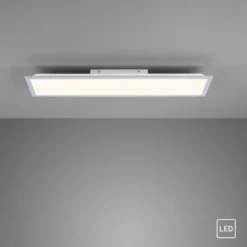 LED Deckenlampe silberfarbig energiesparend rechteckig 80x25 cm warmweiß