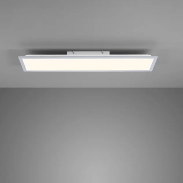 LED Deckenlampe silberfarbig energiesparend rechteckig 80x25 cm warmweiß