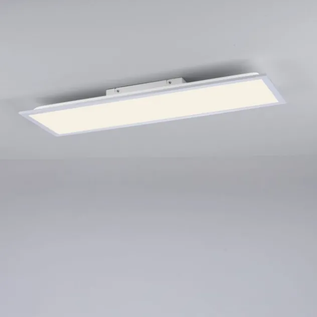LED Deckenlampe silberfarbig energiesparend rechteckig 80x25 cm warmweiß
