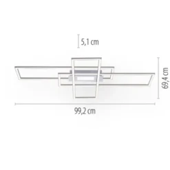 LED Deckenlampe silberfarbig 99x29cm rechteckig dimmbar Downlight+Sidelight