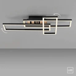 LED Deckenleuchte AKUSTIKA, Holz-natur, modern, schwarz, drehbar