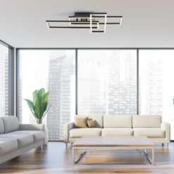LED Deckenleuchte AKUSTIKA, Holz-natur, modern, schwarz, drehbar