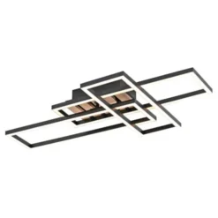 LED Deckenleuchte AKUSTIKA, Holz-natur, modern, schwarz, drehbar