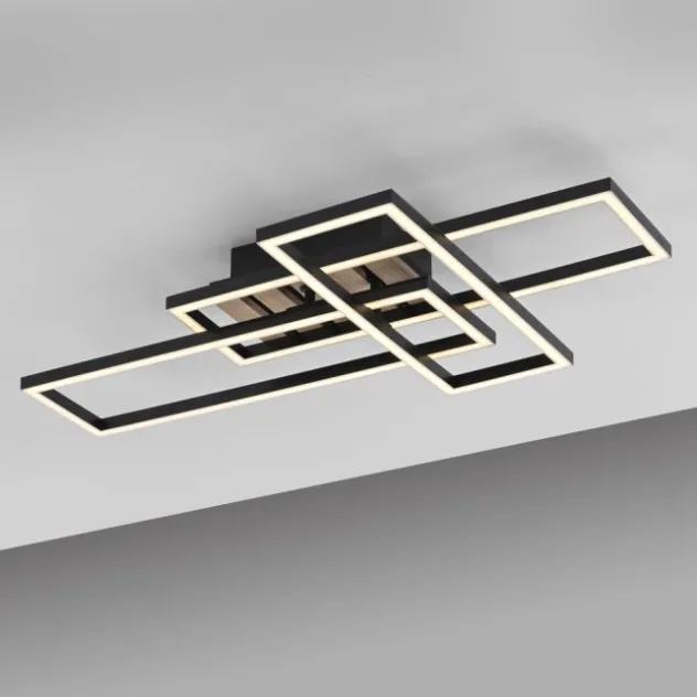 LED Deckenleuchte AKUSTIKA, Holz-natur, modern, schwarz, drehbar