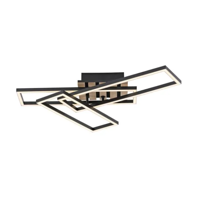 LED Deckenleuchte AKUSTIKA, Holz-natur, modern, schwarz, drehbar