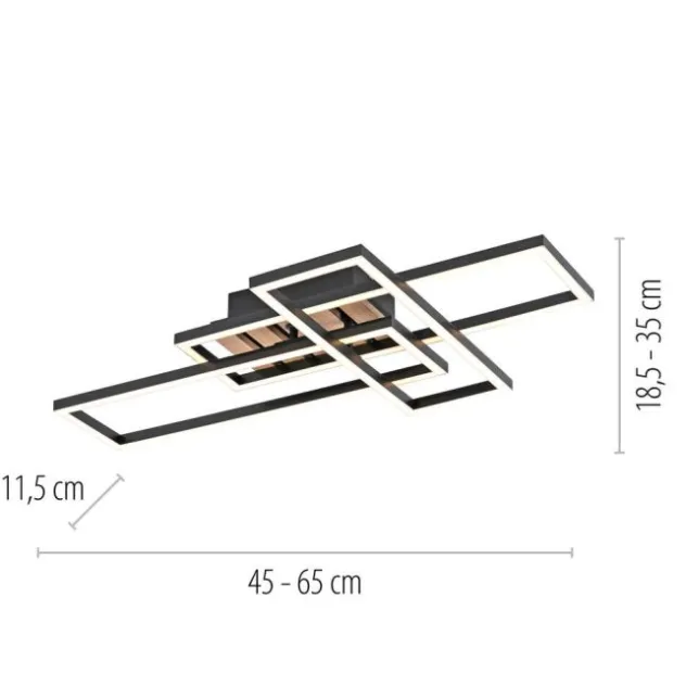 LED Deckenleuchte AKUSTIKA, Holz-natur, modern, schwarz, drehbar