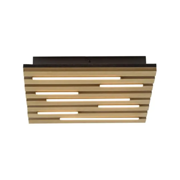 LED Deckenleuchte AKUSTIK, Holz-natur, quadratisch