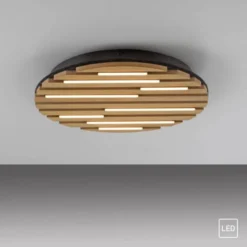 LED Deckenleuchte AKUSTIK, Holz-natur, rund