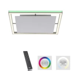 LED-Deckenleuchte, alufarben, Fernbedienung, RGB, CCT, Memory