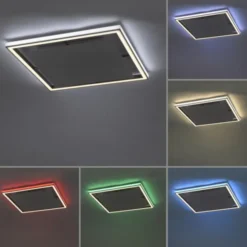 LED-Deckenleuchte, alufarben, Fernbedienung, RGB, CCT, Memory