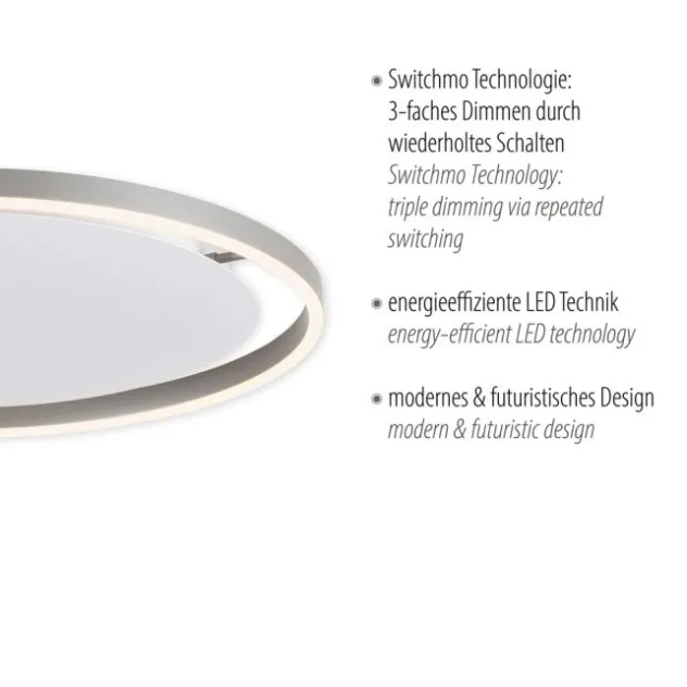 LED Deckenleuchte aluminium rund Ø60cm dimmbar Switchmo warmweiß