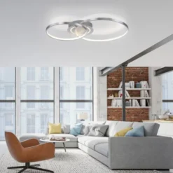 LED Deckenleuchte aluminium drehbar rund Lichtring getrennt schaltbar