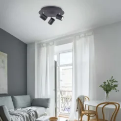 LED Deckenleuchte, anthrazit, 3 Flammig, schwenkbare Leuchtköpfe