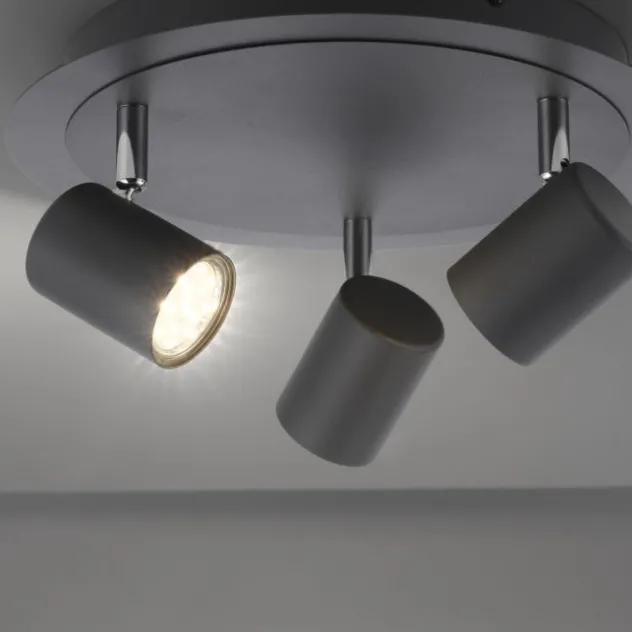 LED Deckenleuchte, anthrazit, 3 Flammig, schwenkbare Leuchtköpfe