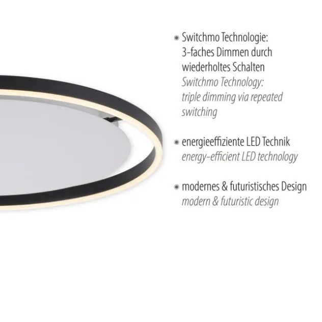 LED Deckenleuchte anthrazit rund Ø60cm dimmbar Switchmo warmweiß