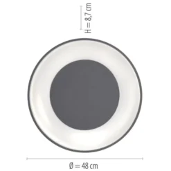 LED-Deckenleuchte, anthrazit, dimmbar, App, Fernbedienung