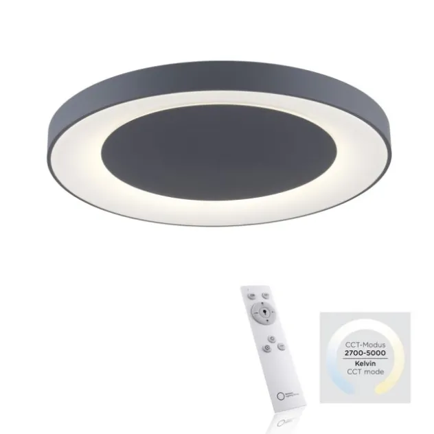 LED-Deckenleuchte, anthrazit-grau, dimmbar, CCT-Farbmanagement, Memory Funktion