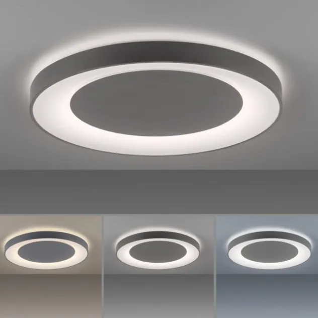 LED-Deckenleuchte, anthrazit-grau, dimmbar, CCT-Farbmanagement, Memory Funktion