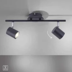 LED Deckenleuchte, anthrazit, 2 Flammig, schwenkbare Leuchtspots