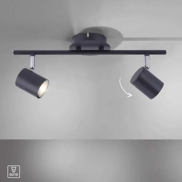 LED Deckenleuchte, anthrazit, 2 Flammig, schwenkbare Leuchtspots