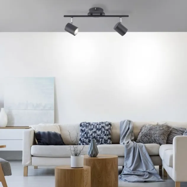LED Deckenleuchte, anthrazit, 2 Flammig, schwenkbare Leuchtspots