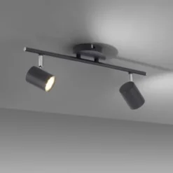 LED Deckenleuchte, anthrazit, 2 Flammig, schwenkbare Leuchtspots