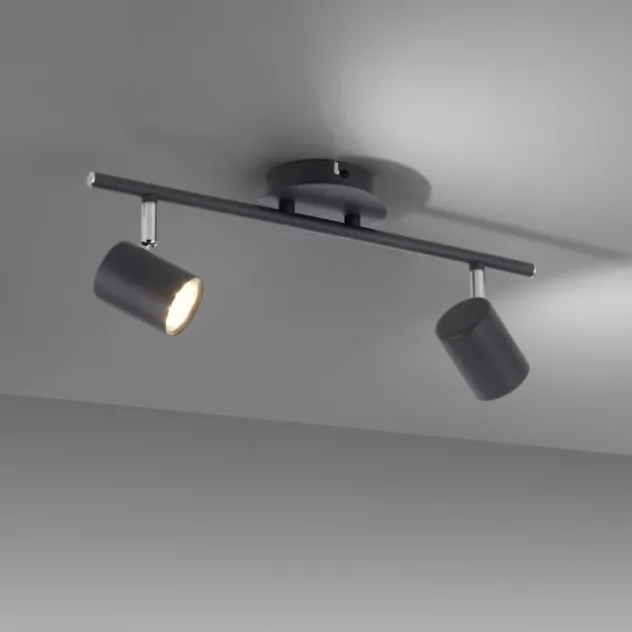 LED Deckenleuchte, anthrazit, 2 Flammig, schwenkbare Leuchtspots
