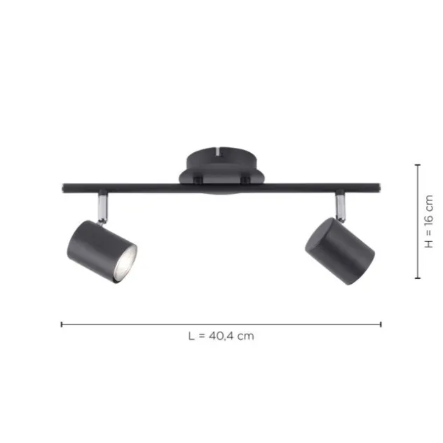 LED Deckenleuchte, anthrazit, 2 Flammig, schwenkbare Leuchtspots