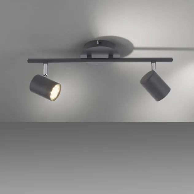 LED Deckenleuchte, anthrazit, 2 Flammig, schwenkbare Leuchtspots