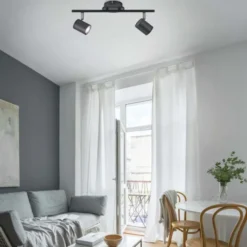 LED Deckenleuchte, anthrazit, 2 Flammig, schwenkbare Leuchtspots