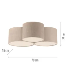 LED Deckenleuchte beige Cord Lampenschirm Schlafzimmer