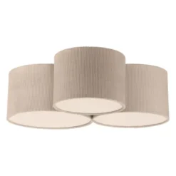 LED Deckenleuchte beige Cord Lampenschirm Schlafzimmer