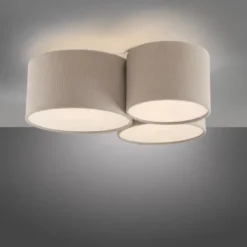 LED Deckenleuchte beige Cord Lampenschirm Schlafzimmer
