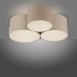 LED Deckenleuchte beige Cord Lampenschirm Schlafzimmer