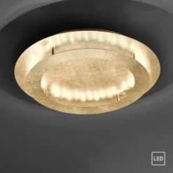 LED-Deckenleuchte, Blattgoldoptik, rund, warmweiße Lichtfarbe, blendfrei