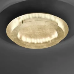 LED-Deckenleuchte, Blattgoldoptik, rund, warmweiße Lichtfarbe, blendfrei