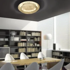 LED-Deckenleuchte, Blattgoldoptik, rund, warmweiße Lichtfarbe, blendfrei