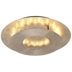 LED-Deckenleuchte, Blattgoldoptik, drehbarer Leuchtring, indirektes Licht