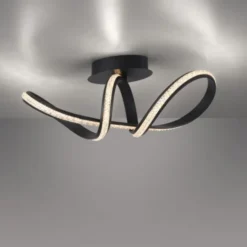 LED Deckenleuchte BRILLA schwarz geschwungen dimmbar Kristallglas Optik