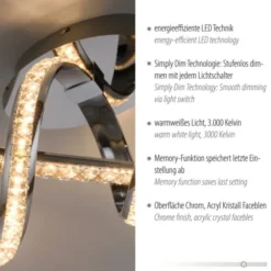 LED Deckenleuchte chrom dimmbar Memoryfunktion modern
