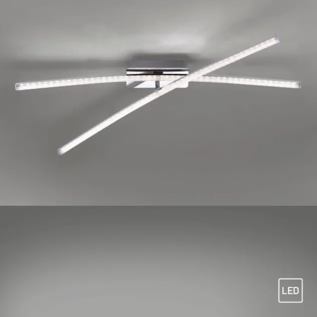 LED Deckenleuchte, chromfarben, ein fester, ein drehbarer Leuchtarm, modern